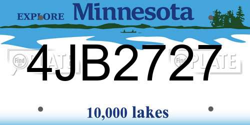 4JB2727 Minnesota License Plate