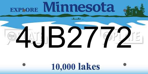 4JB2772 Minnesota License Plate