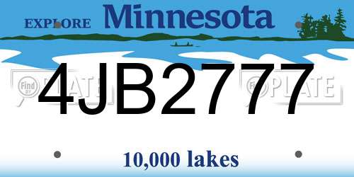 4JB2777 Minnesota License Plate
