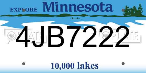 4JB7222 Minnesota License Plate