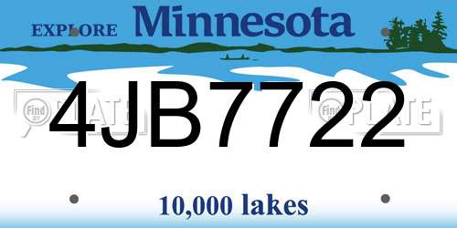 4JB7722 Minnesota License Plate