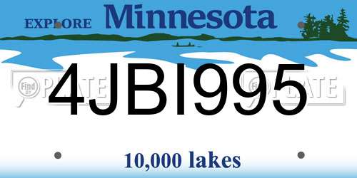 4JBI995 Minnesota License Plate