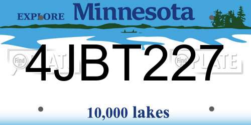 4JBT227 Minnesota License Plate