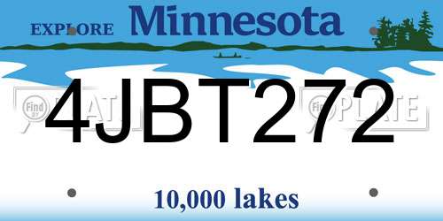 4JBT272 Minnesota License Plate
