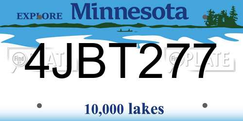 4JBT277 Minnesota License Plate