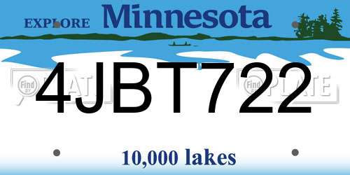 4JBT722 Minnesota License Plate