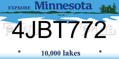 4JBT772 Minnesota License Plate