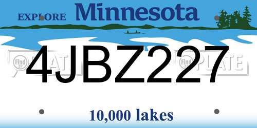 4JBZ227 Minnesota License Plate