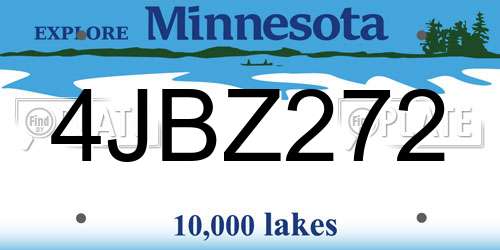 4JBZ272 Minnesota License Plate