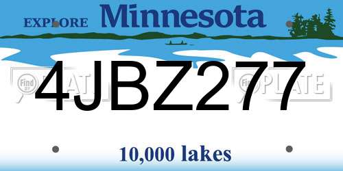 4JBZ277 Minnesota License Plate