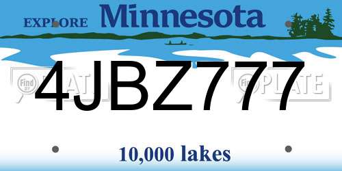 4JBZ777 Minnesota License Plate