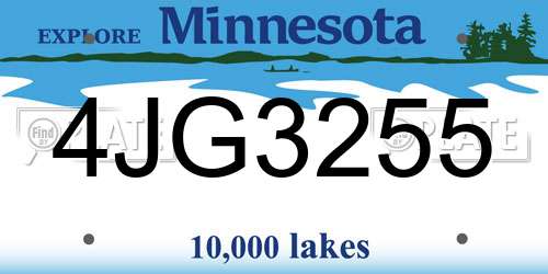 4JG3255 Minnesota License Plate