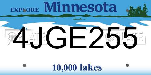 4JGE255 Minnesota License Plate