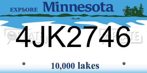 4JK2746 Minnesota License Plate