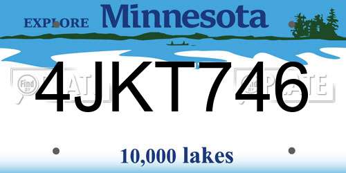 4JKT746 Minnesota License Plate
