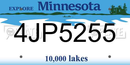 4JP5255 Minnesota License Plate
