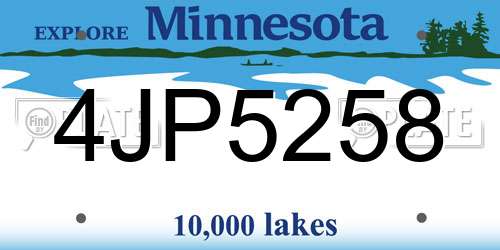 4JP5258 Minnesota License Plate