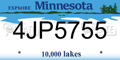 4JP5755 Minnesota License Plate