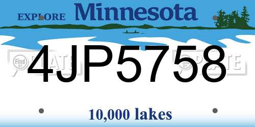 4JP5758 Minnesota License Plate