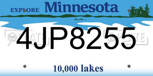 4JP8255 Minnesota License Plate