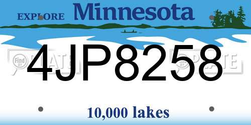 4JP8258 Minnesota License Plate