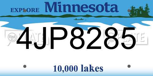 4JP8285 Minnesota License Plate