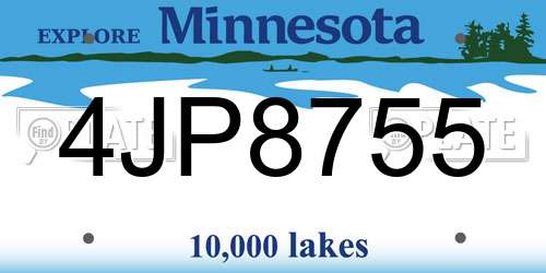 4JP8755 Minnesota License Plate