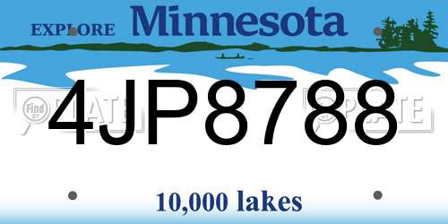 4JP8788 Minnesota License Plate
