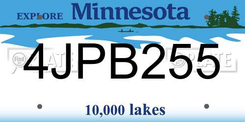 4JPB255 Minnesota License Plate