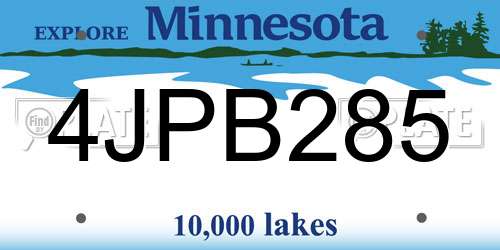 4JPB285 Minnesota License Plate