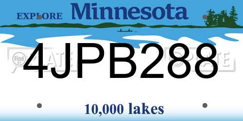 4JPB288 Minnesota License Plate
