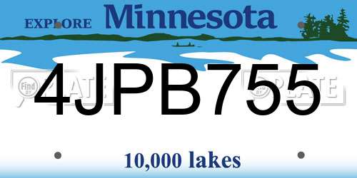 4JPB755 Minnesota License Plate
