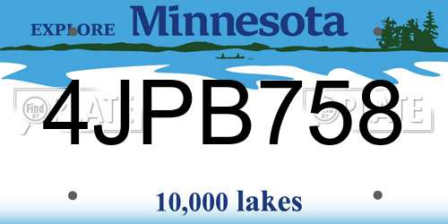 4JPB758 Minnesota License Plate