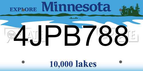 4JPB788 Minnesota License Plate