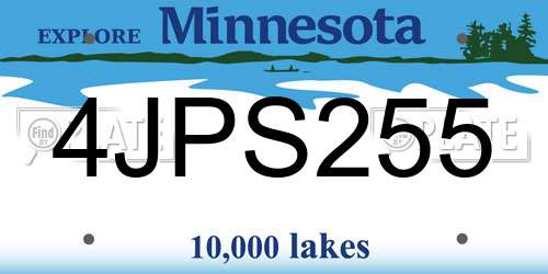 4JPS255 Minnesota License Plate