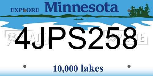 4JPS258 Minnesota License Plate