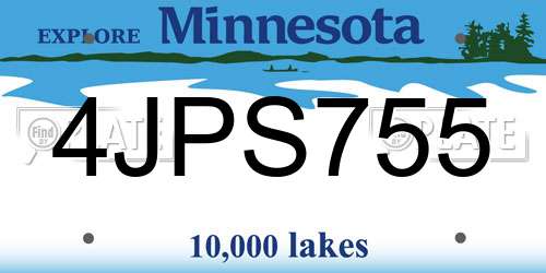 4JPS755 Minnesota License Plate