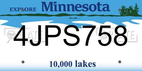 4JPS758 Minnesota License Plate