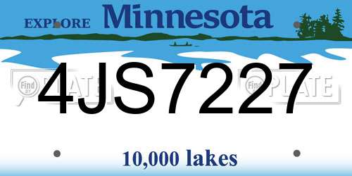 4JS7227 Minnesota License Plate