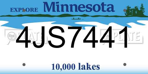 4JS7441 Minnesota License Plate