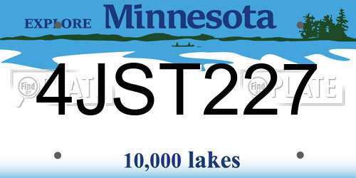 4JST227 Minnesota License Plate