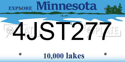 4JST277 Minnesota License Plate