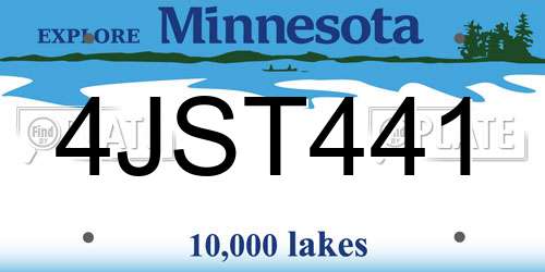 4JST441 Minnesota License Plate