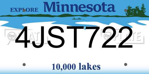 4JST722 Minnesota License Plate