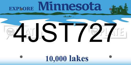 4JST727 Minnesota License Plate