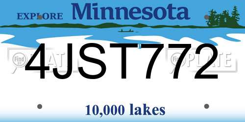 4JST772 Minnesota License Plate