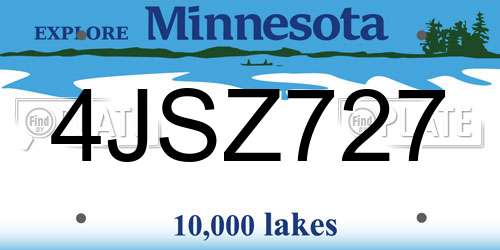 4JSZ727 Minnesota License Plate