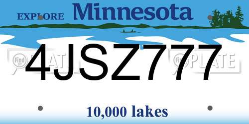 4JSZ777 Minnesota License Plate