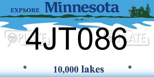 4JT086 Minnesota License Plate