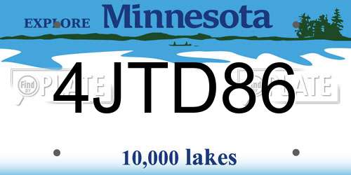4JTD86 Minnesota License Plate